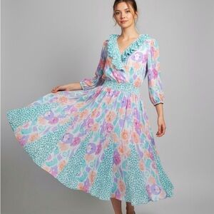 Susan Freis Ruffle Dress 80s Vintage